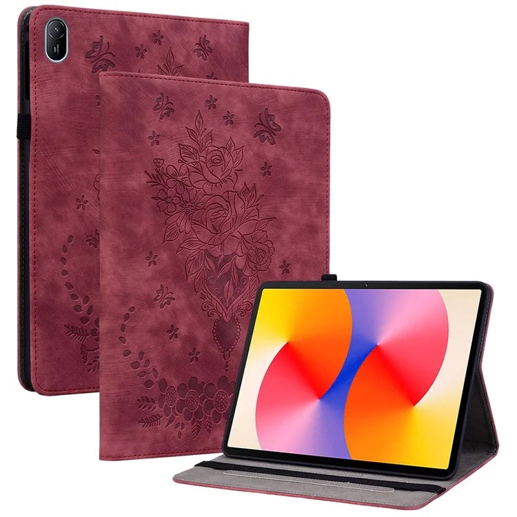 For Huawei MatePad SE 11 Case Rose Flower Protective Leather Cover with Card Holder
