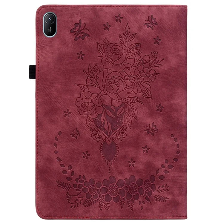 For Huawei MatePad SE 11 Case Rose Flower Protective Leather Cover with Card Holder
