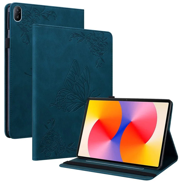 For Huawei MatePad SE 11 Case Imprinted Butterfly Flower PU Leather Flip Card Slots Tablet Cover