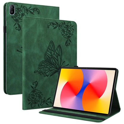 For Huawei MatePad SE 11 Case Imprinted Butterfly Flower PU Leather Flip Card Slots Tablet Cover
