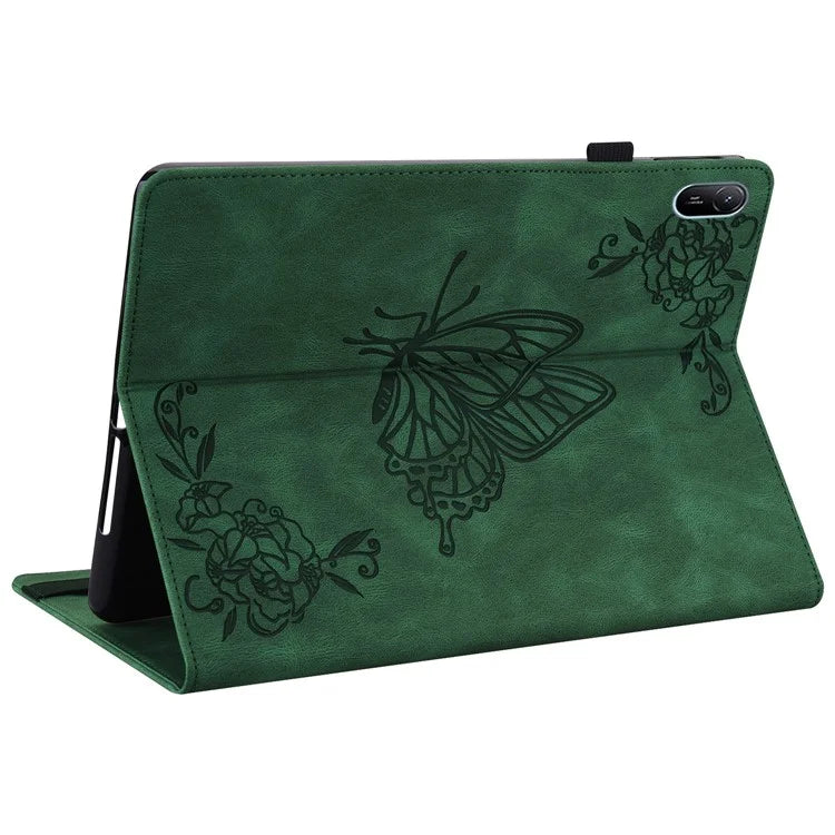 For Huawei MatePad SE 11 Case Imprinted Butterfly Flower PU Leather Flip Card Slots Tablet Cover