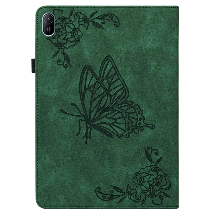 For Huawei MatePad SE 11 Case Imprinted Butterfly Flower PU Leather Flip Card Slots Tablet Cover