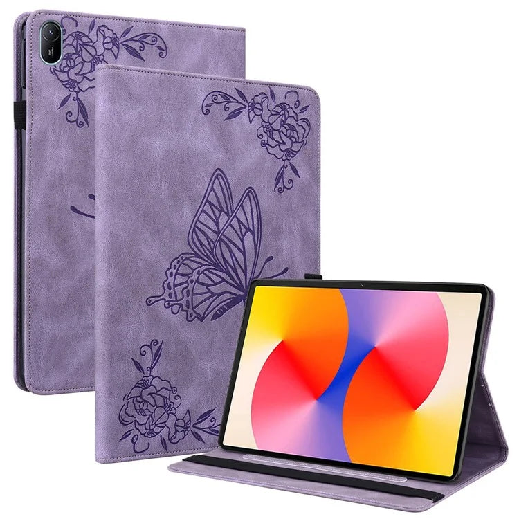 For Huawei MatePad SE 11 Case Imprinted Butterfly Flower PU Leather Flip Card Slots Tablet Cover