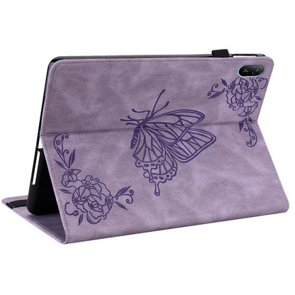 For Huawei MatePad SE 11 Case Imprinted Butterfly Flower PU Leather Flip Card Slots Tablet Cover