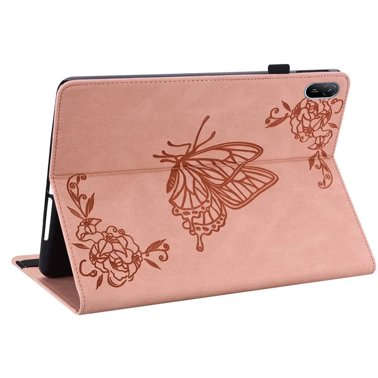 For Huawei MatePad SE 11 Case Imprinted Butterfly Flower PU Leather Flip Card Slots Tablet Cover