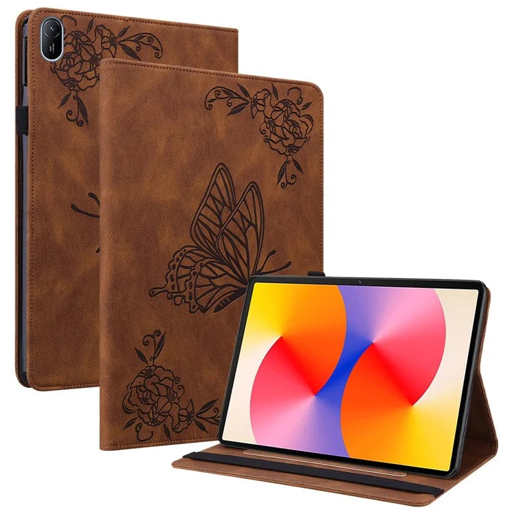 For Huawei MatePad SE 11 Case Imprinted Butterfly Flower PU Leather Flip Card Slots Tablet Cover
