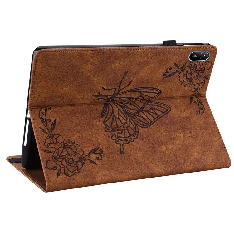 For Huawei MatePad SE 11 Case Imprinted Butterfly Flower PU Leather Flip Card Slots Tablet Cover