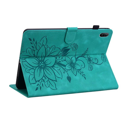 For Huawei MatePad SE 11 Case Lily Flower Imprint Leather Tablet Cover with Card Slots