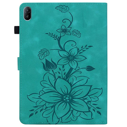 For Huawei MatePad SE 11 Case Lily Flower Imprint Leather Tablet Cover with Card Slots