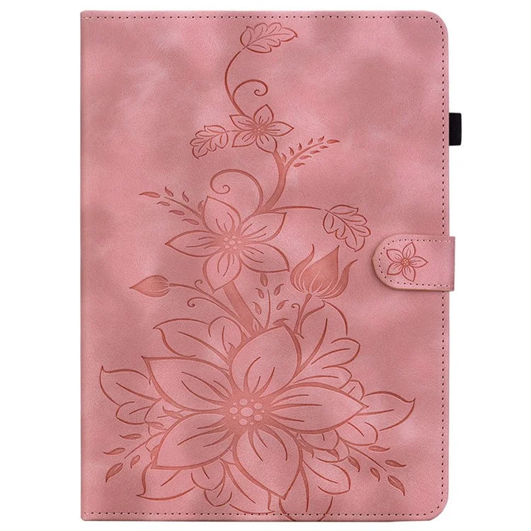 For Huawei MatePad SE 11 Case Lily Flower Imprint Leather Tablet Cover with Card Slots