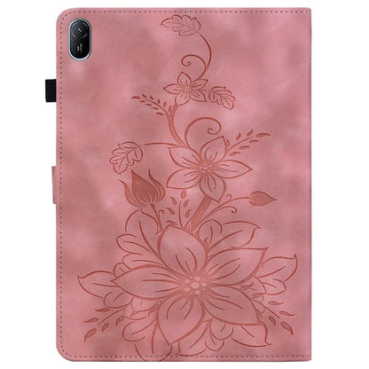 For Huawei MatePad SE 11 Case Lily Flower Imprint Leather Tablet Cover with Card Slots