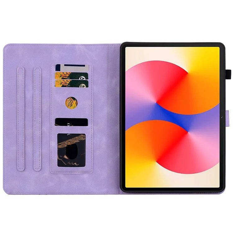 For Huawei MatePad SE 11 Case Lily Flower Imprint Leather Tablet Cover with Card Slots