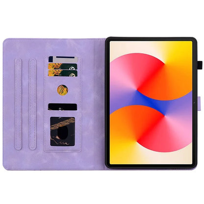 For Huawei MatePad SE 11 Case Lily Flower Imprint Leather Tablet Cover with Card Slots