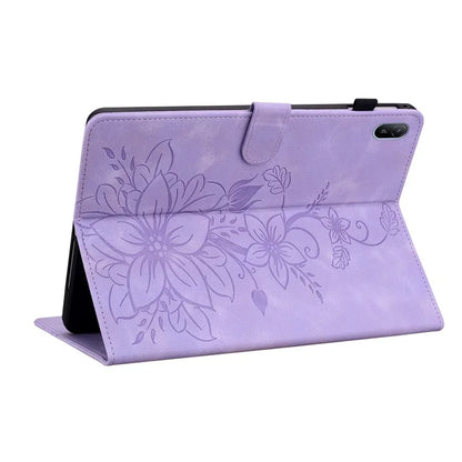 For Huawei MatePad SE 11 Case Lily Flower Imprint Leather Tablet Cover with Card Slots