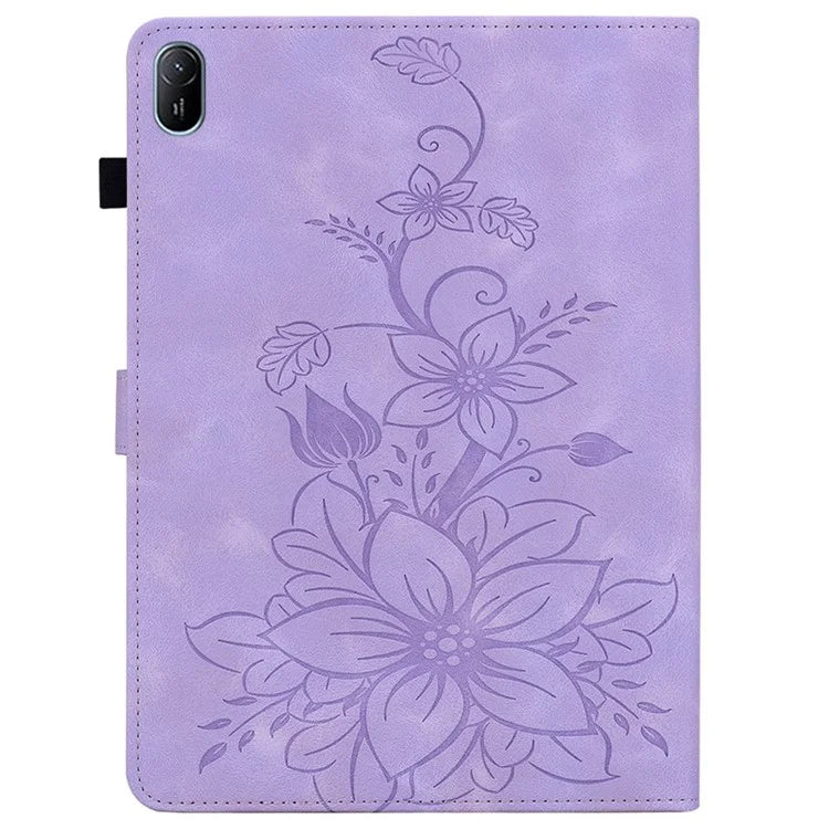 For Huawei MatePad SE 11 Case Lily Flower Imprint Leather Tablet Cover with Card Slots