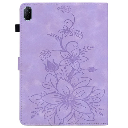 For Huawei MatePad SE 11 Case Lily Flower Imprint Leather Tablet Cover with Card Slots