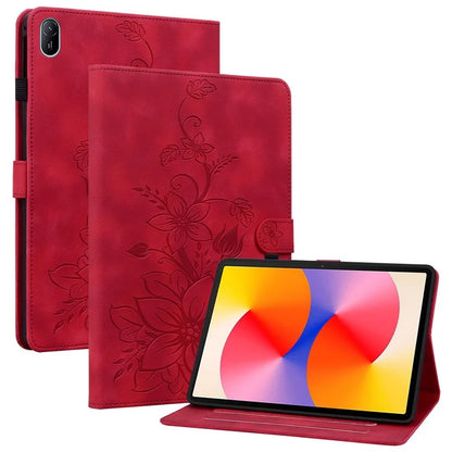 For Huawei MatePad SE 11 Case Lily Flower Imprint Leather Tablet Cover with Card Slots