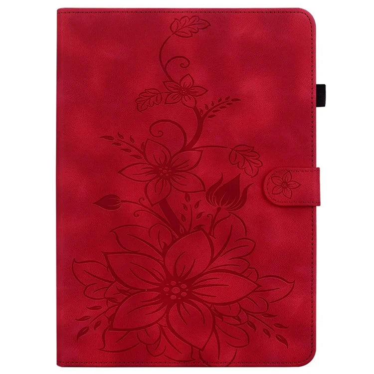 For Huawei MatePad SE 11 Case Lily Flower Imprint Leather Tablet Cover with Card Slots