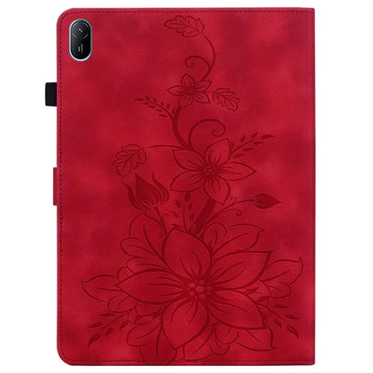 For Huawei MatePad SE 11 Case Lily Flower Imprint Leather Tablet Cover with Card Slots