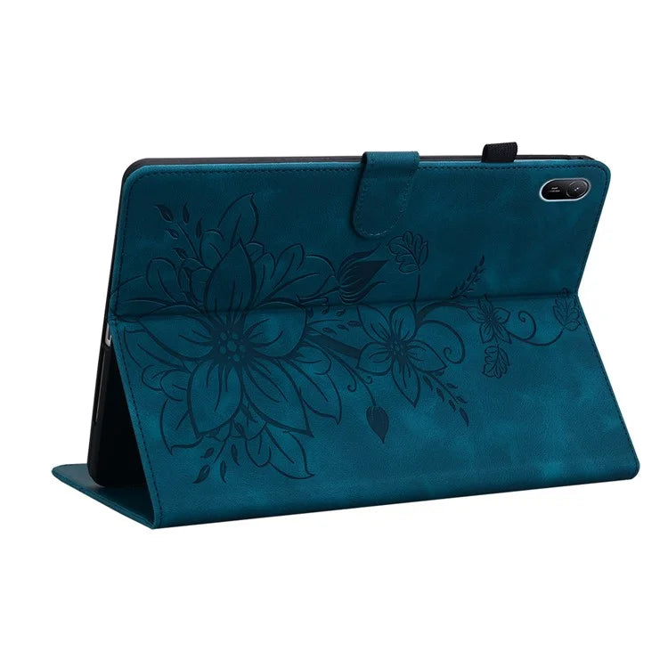 For Huawei MatePad SE 11 Case Lily Flower Imprint Leather Tablet Cover with Card Slots