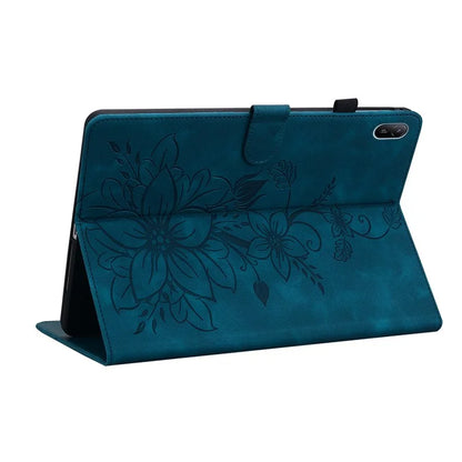 For Huawei MatePad SE 11 Case Lily Flower Imprint Leather Tablet Cover with Card Slots