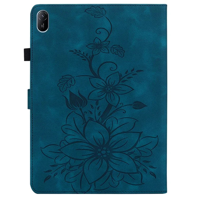 For Huawei MatePad SE 11 Case Lily Flower Imprint Leather Tablet Cover with Card Slots