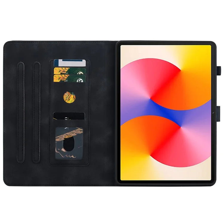 For Huawei MatePad SE 11 Case Lily Flower Imprint Leather Tablet Cover with Card Slots