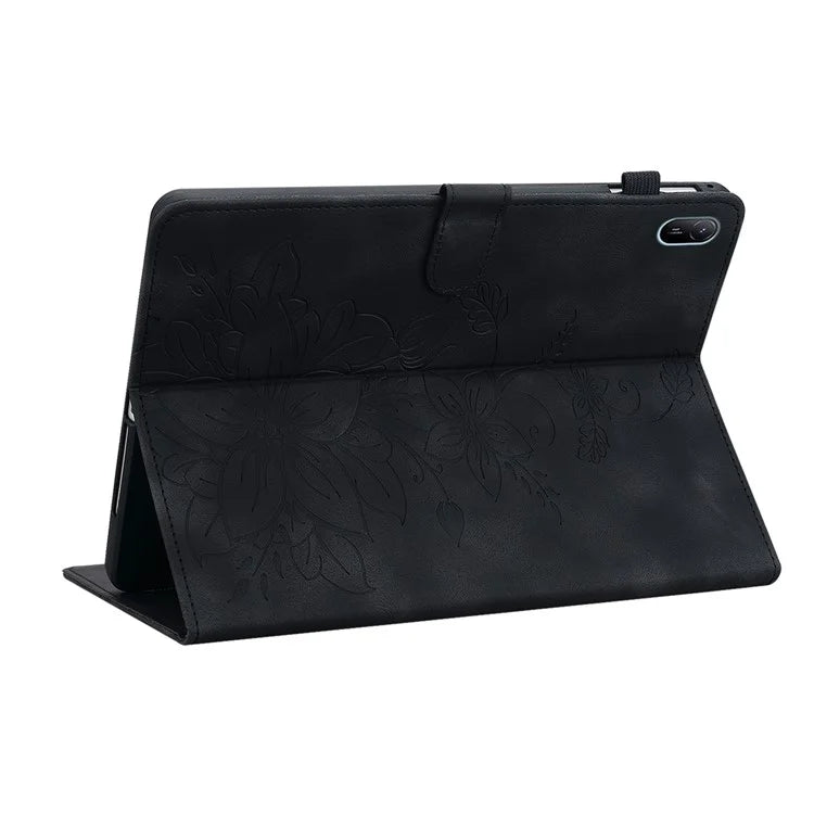 For Huawei MatePad SE 11 Case Lily Flower Imprint Leather Tablet Cover with Card Slots