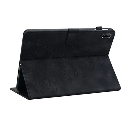 For Huawei MatePad SE 11 Case Lily Flower Imprint Leather Tablet Cover with Card Slots