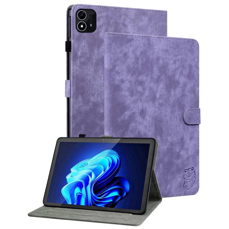 For itel Pad One Cases Tiger Imprint Anti-Scratch PU Leather Tablet Cover