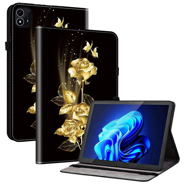 For itel Pad One Leather Case Pattern Printed Stand Tablet Cover with Card Slots
