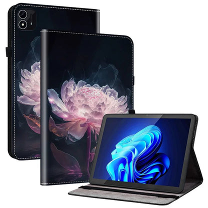 For itel Pad One Leather Case Pattern Printed Stand Tablet Cover with Card Slots