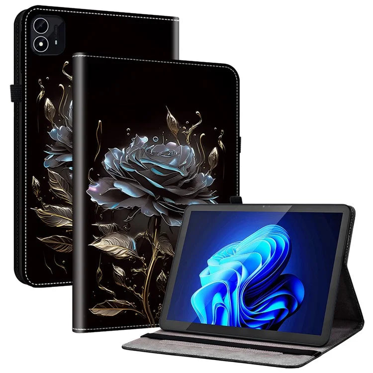 For itel Pad One Leather Case Pattern Printed Stand Tablet Cover with Card Slots