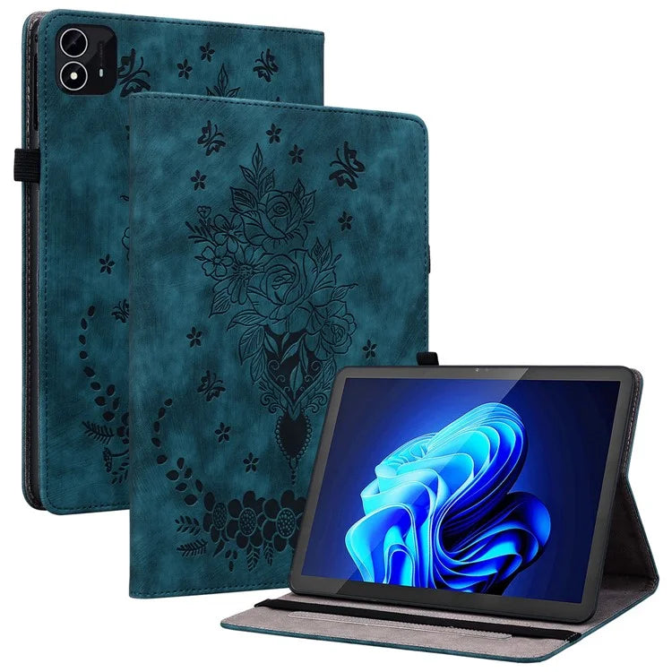 For itel Pad One Case Card Holder Anti-Scratch Leather Cover Rose Flower Imprint