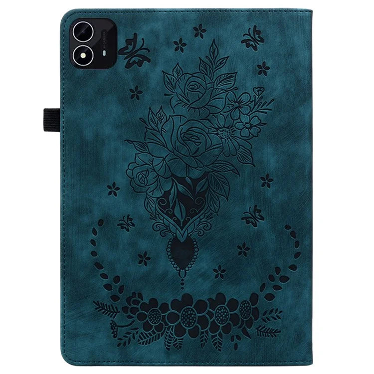For itel Pad One Case Card Holder Anti-Scratch Leather Cover Rose Flower Imprint