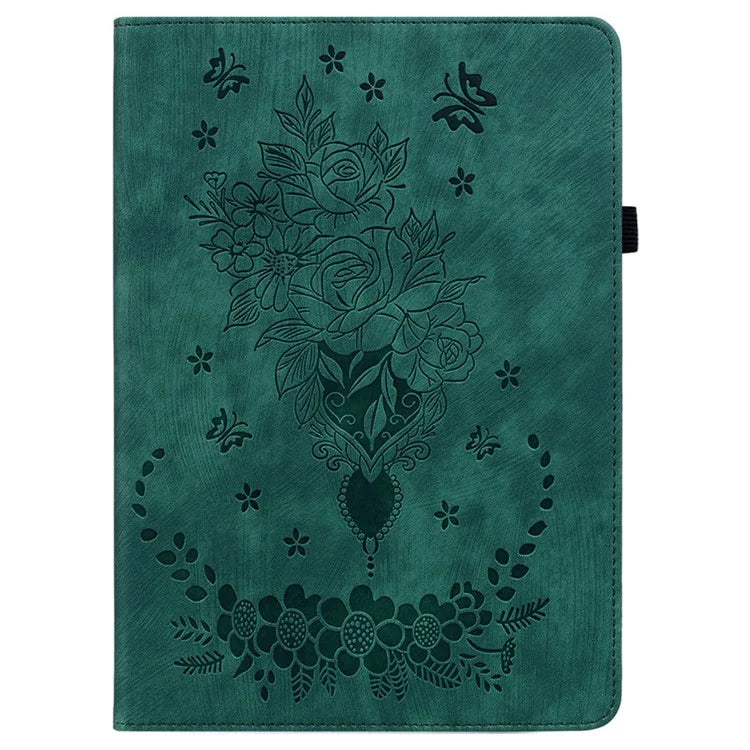 For itel Pad One Case Card Holder Anti-Scratch Leather Cover Rose Flower Imprint