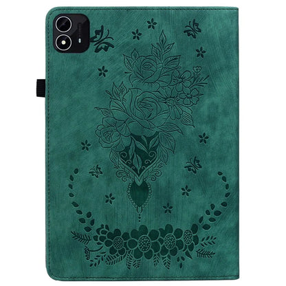 For itel Pad One Case Card Holder Anti-Scratch Leather Cover Rose Flower Imprint