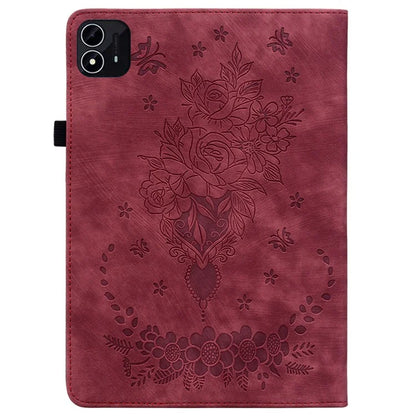 For itel Pad One Case Card Holder Anti-Scratch Leather Cover Rose Flower Imprint