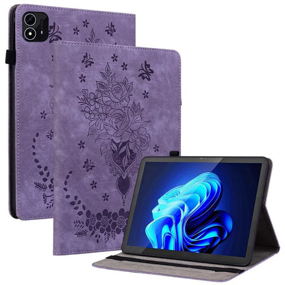 For itel Pad One Case Card Holder Anti-Scratch Leather Cover Rose Flower Imprint