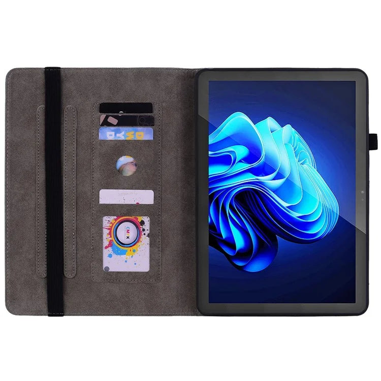 For itel Pad One Case Card Holder Anti-Scratch Leather Cover Rose Flower Imprint