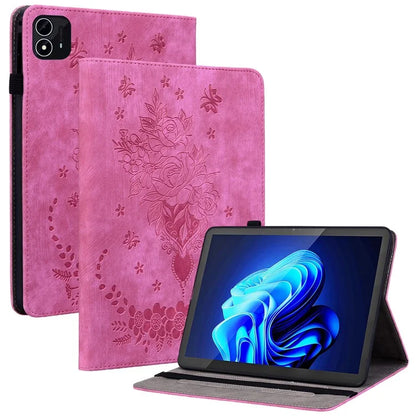 For itel Pad One Case Card Holder Anti-Scratch Leather Cover Rose Flower Imprint