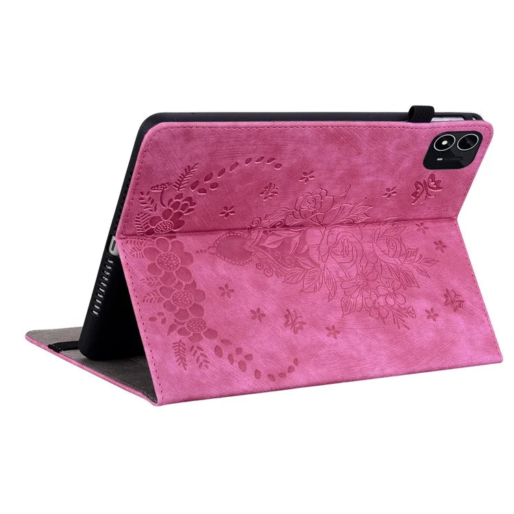 For itel Pad One Case Card Holder Anti-Scratch Leather Cover Rose Flower Imprint