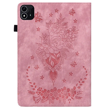 For itel Pad One Case Card Holder Anti-Scratch Leather Cover Rose Flower Imprint