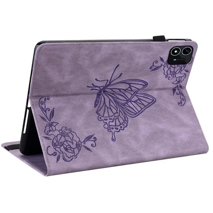 For itel Pad One Case Butterfly Flower Imprint Card Slots PU Leather Tablet Cover