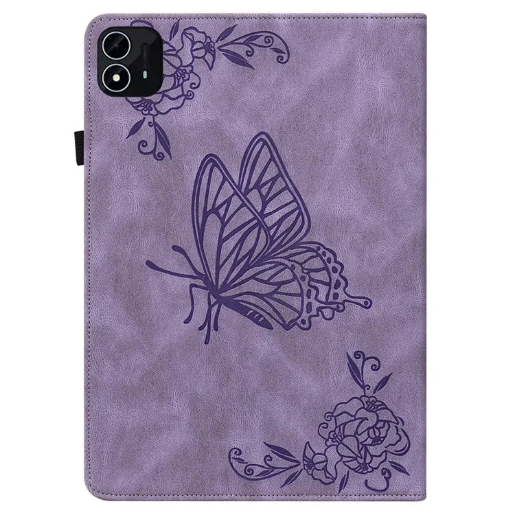 For itel Pad One Case Butterfly Flower Imprint Card Slots PU Leather Tablet Cover