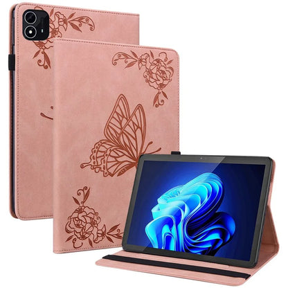 For itel Pad One Case Butterfly Flower Imprint Card Slots PU Leather Tablet Cover
