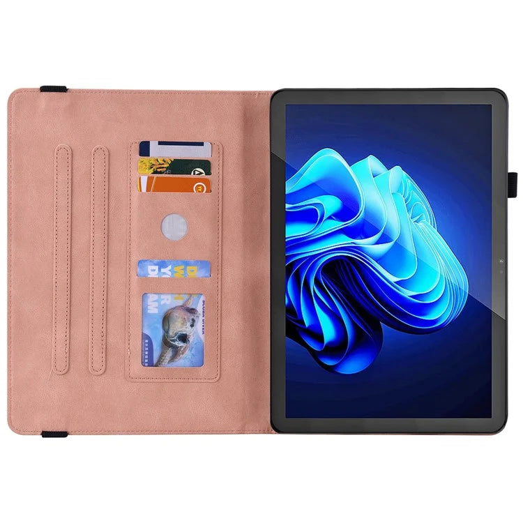 For itel Pad One Case Butterfly Flower Imprint Card Slots PU Leather Tablet Cover
