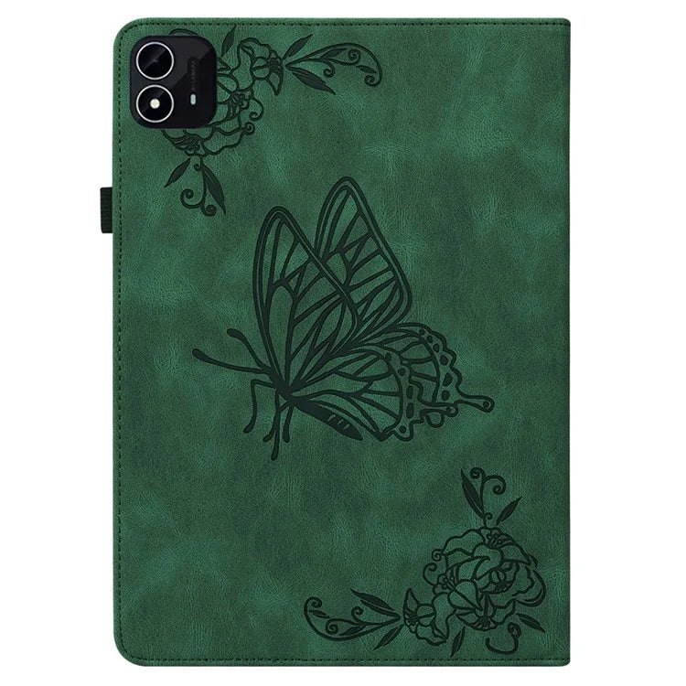 For itel Pad One Case Butterfly Flower Imprint Card Slots PU Leather Tablet Cover