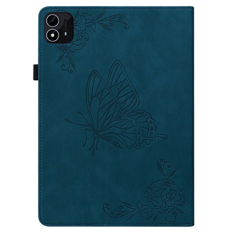 For itel Pad One Case Butterfly Flower Imprint Card Slots PU Leather Tablet Cover
