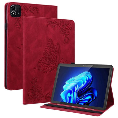 For itel Pad One Case Butterfly Flower Imprint Card Slots PU Leather Tablet Cover